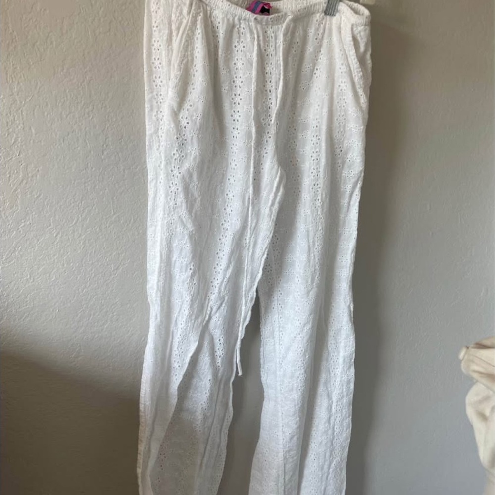 White Eyelet Lace Pants